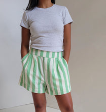 Load image into Gallery viewer, Linen Stripe Canopy Shorts - Jade
