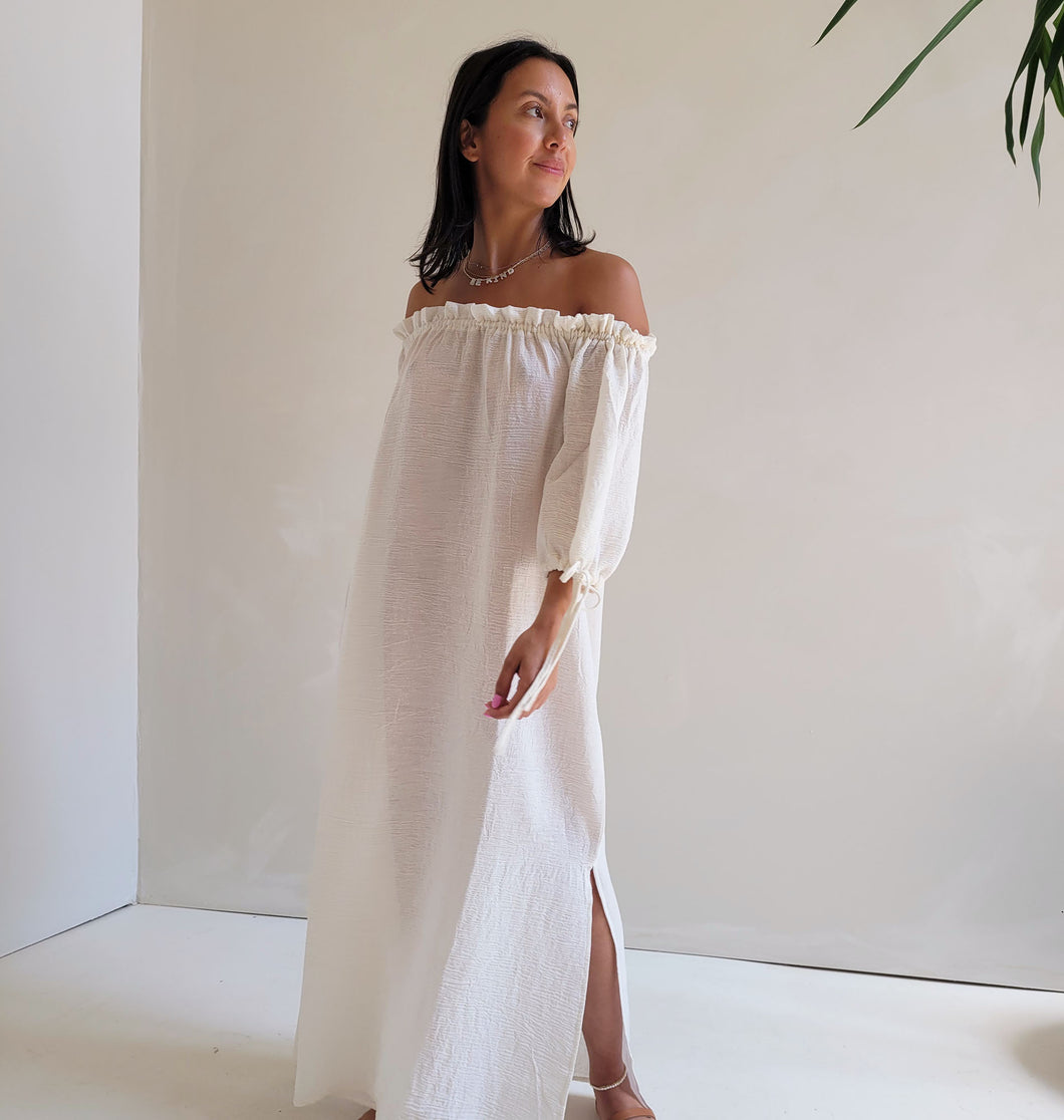 Selene Off-Shoulder Dress - Soft-White