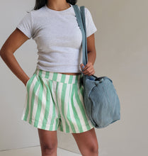 Load image into Gallery viewer, Linen Stripe Canopy Shorts - Jade
