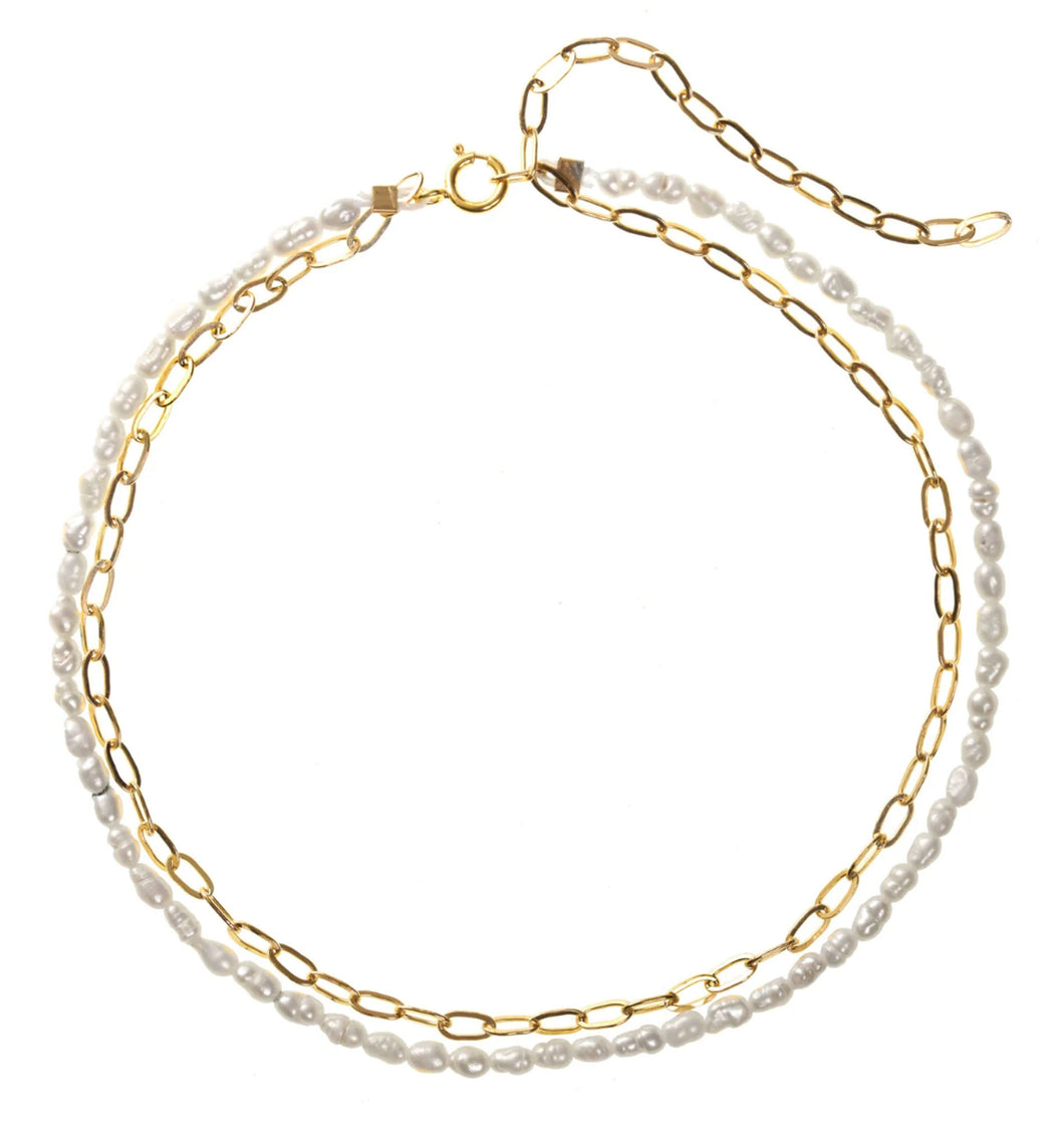 Lamera Pearl + Gold Anklet