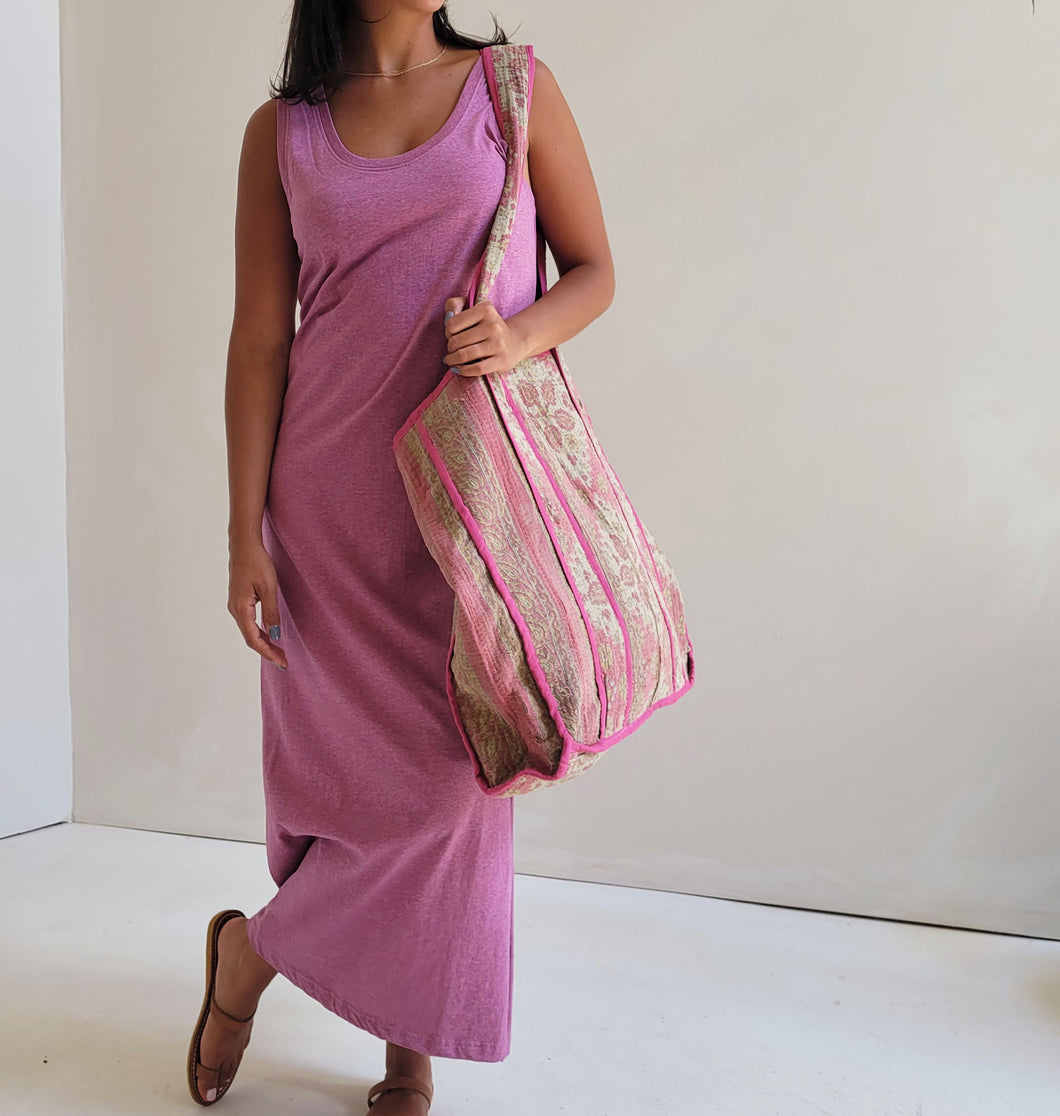 Organic Cotton Softspun Tank Midi Dress - Rose