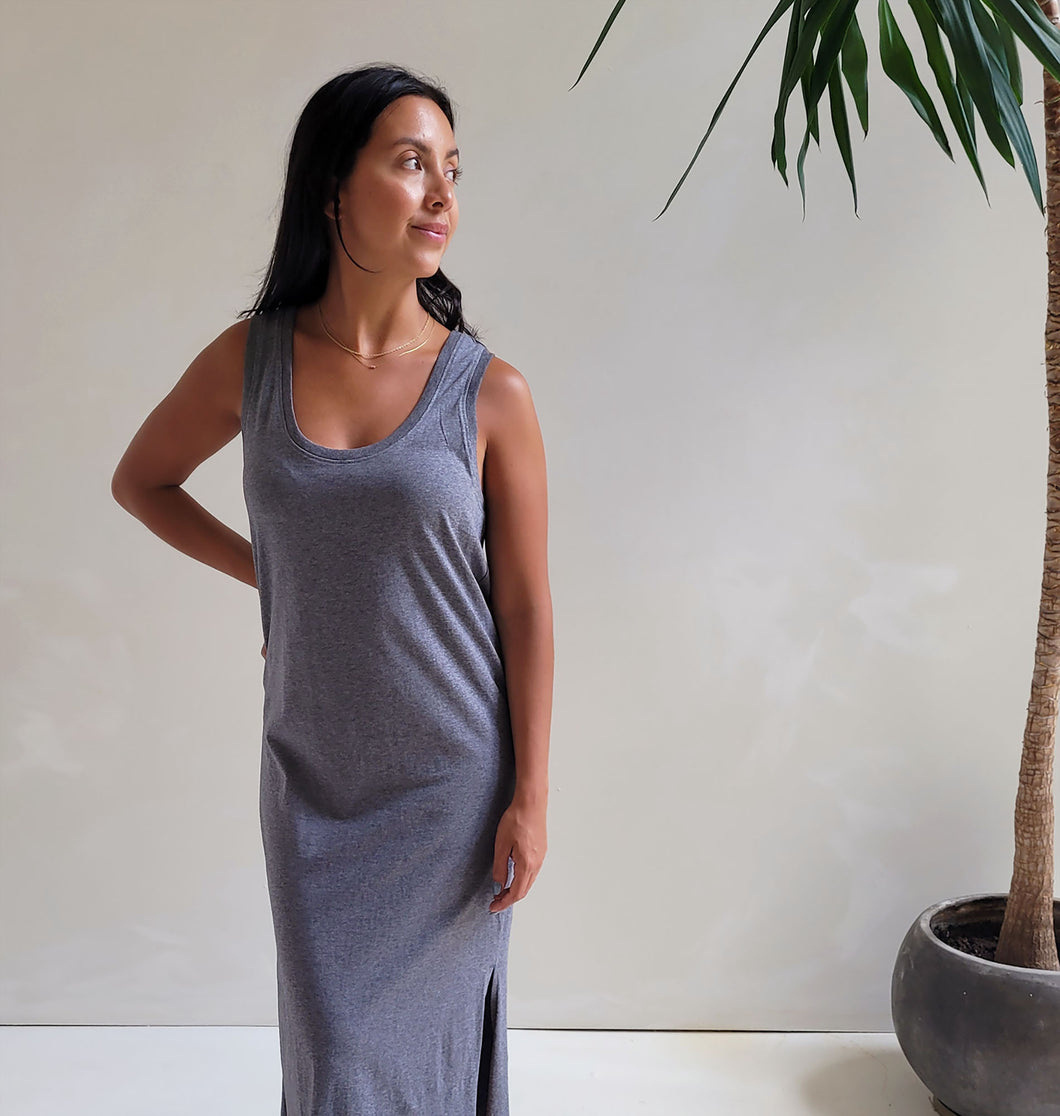 Organic Cotton Softspun Tank Midi Dress - Grey