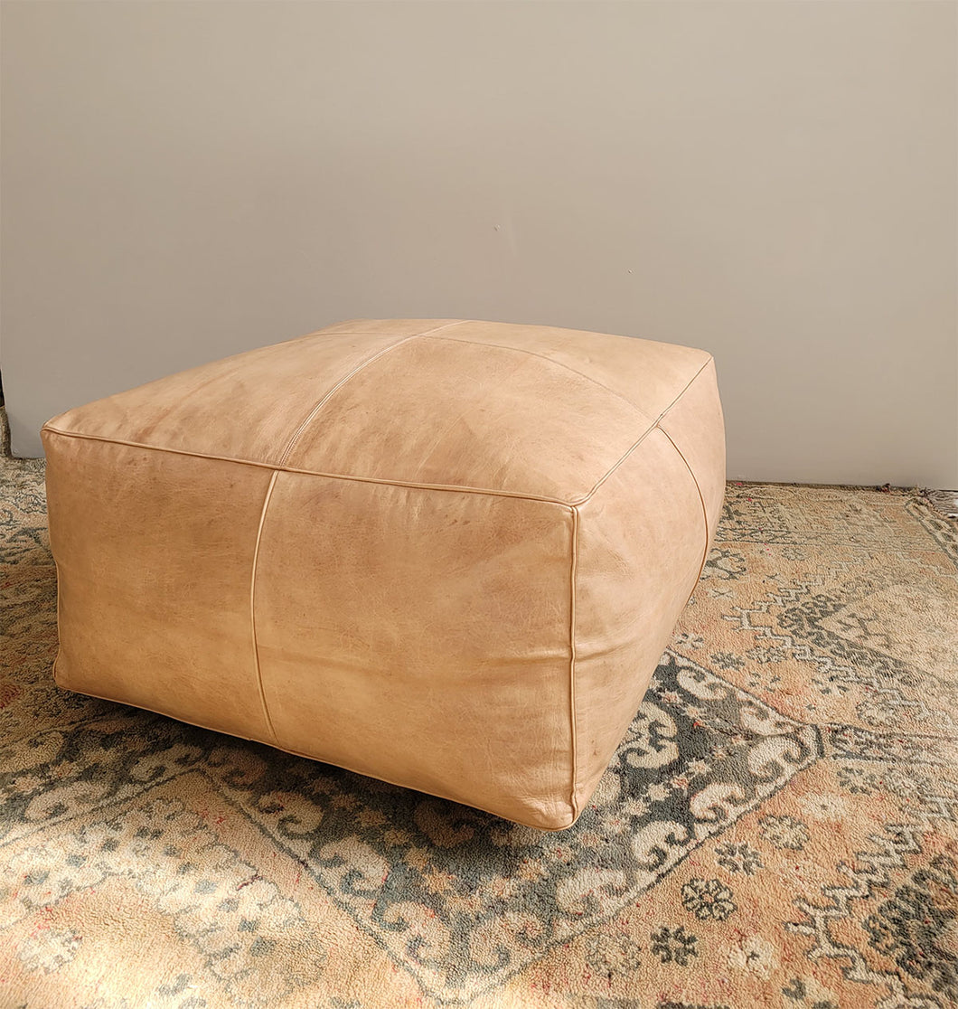 Rectangular Ottoman Leather Pouf – Moroccan Interior