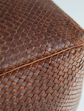 Load image into Gallery viewer, Braided Leather Cube Pouf
